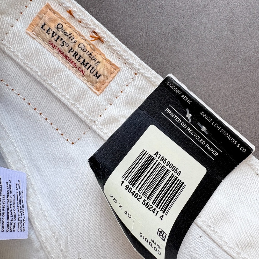 Levi's 501 90's Jeans Women Size 28 x 30 White Metallic Gold Straight Leg New - Picture 11 of 14
